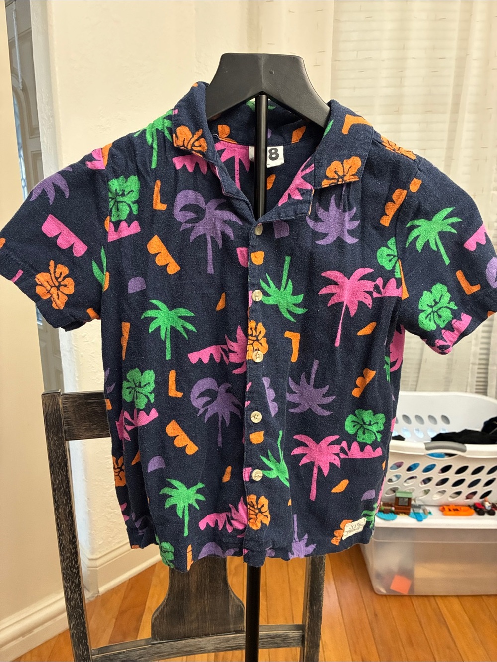 Cotton On Navy Short-Sleeve Tropical Button-Up Shirt